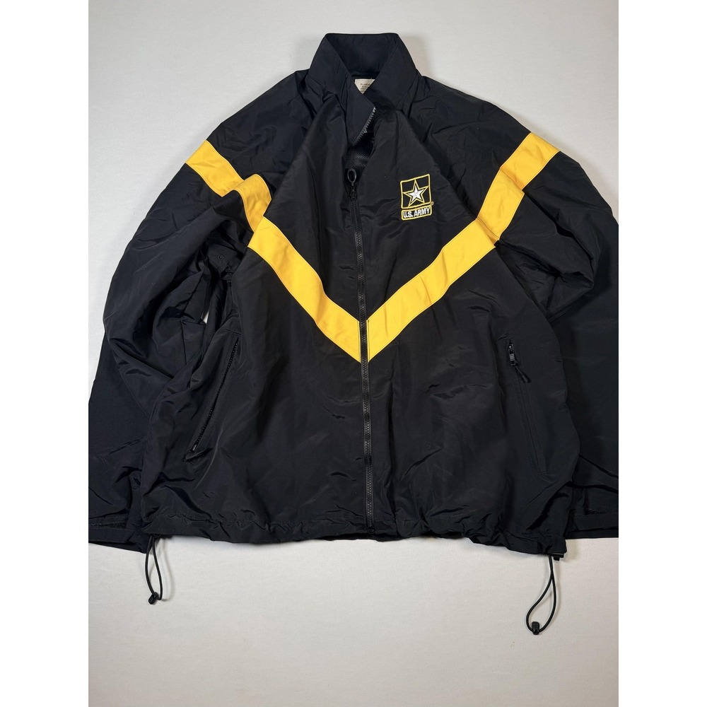 US Army Jacket Mens XL Black APFU Fitness Uniform Windbreaker Nylon Zip